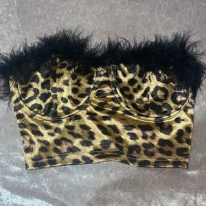Cheetah Print Fur Tube Top